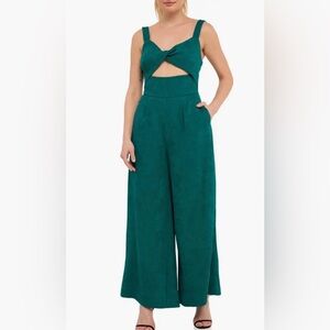 Endless Rose Plissé Cutout Wide Leg Jumpsuit